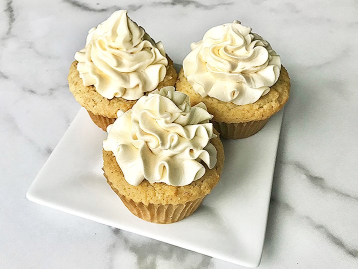 Keto Lemon Cupcakes with Vanilla Frosting