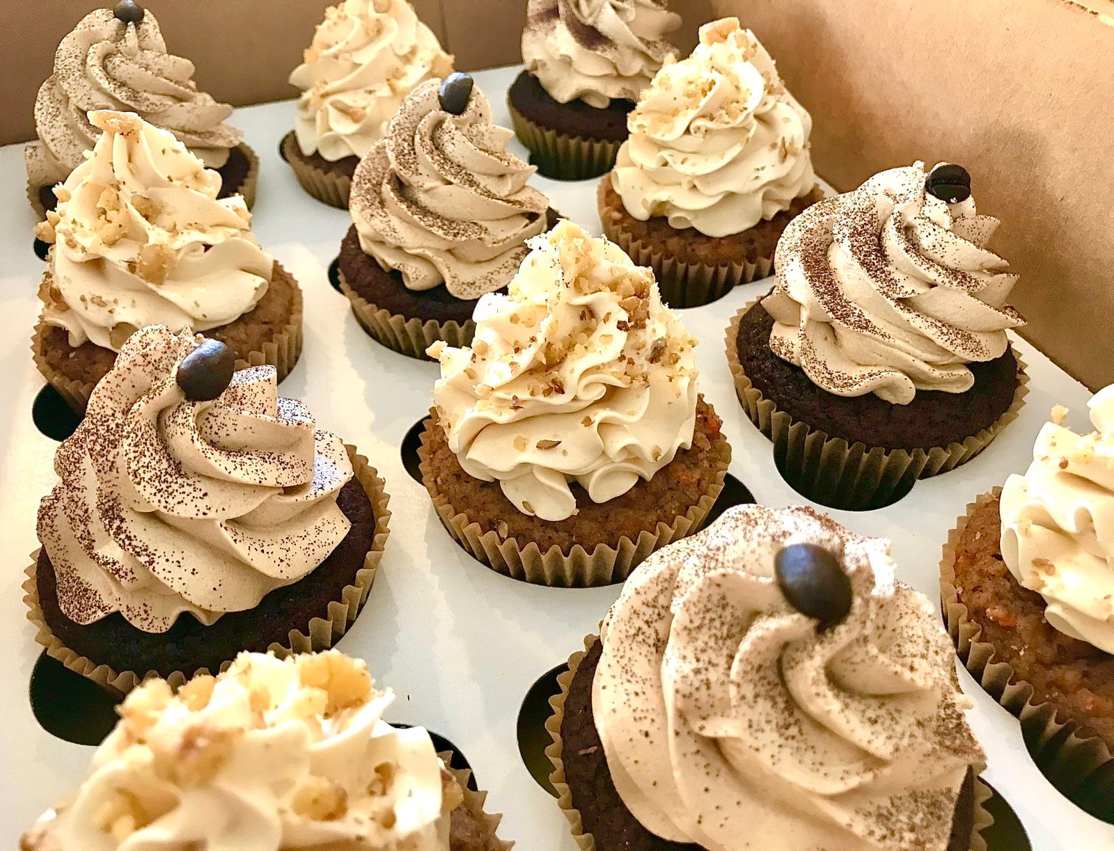 Keto Cupcake Combo - Chocolate Cupcakes with Espresso Buttercream and Carrot with Walnut Cupcakes with Vanilla Buttercream
